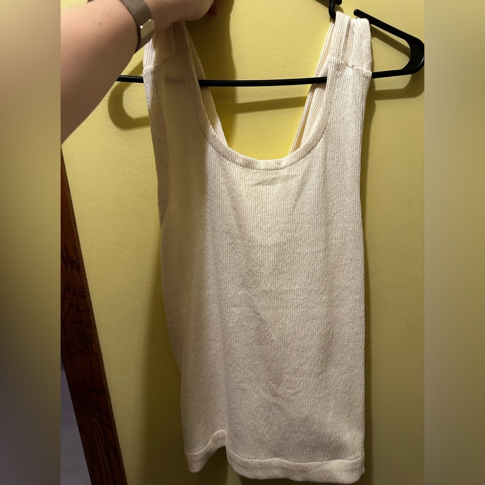 Madewell Ivory Ribbed Tank Top small
